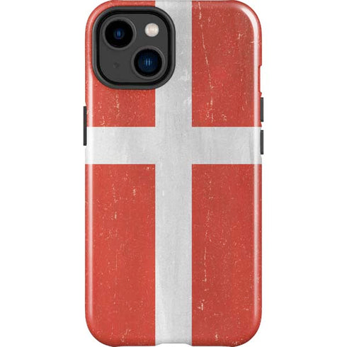 Denmark Flag Distressed iPhone 14 Plus Impact Case